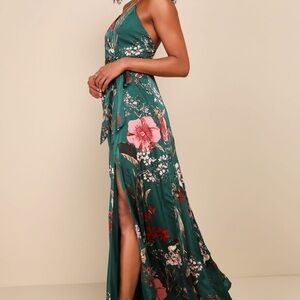 Lulu’s XL Floral Green Wrap Dress New